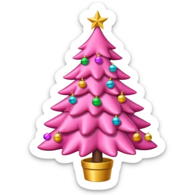 Pink Christmas tree with bows instead of ornaments sticker