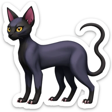 Black edgy Noibat-Sphynx-Lykoi-Caracal-cat-Fakemon-fusion-hybrid-creature sticker