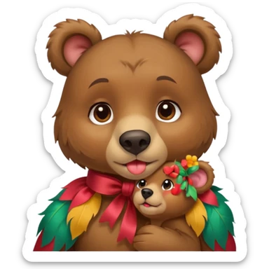 kiss female bear and ruban on the ear sticker