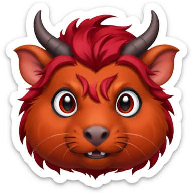 all red guinea pig demon with black horns sticker