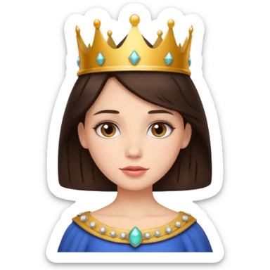 Brunette girl with crown sticker