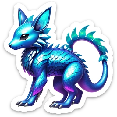  Epic legendary rare Shiny sparkly transparent bioluminescent luminescent vibrant bright pastel dark exotic iridescent colorful gradients futuristic modern metallic glossy glittery fantasy-cyber-Protogen-Fakémon-Pokémon-Vernid-creature sticker