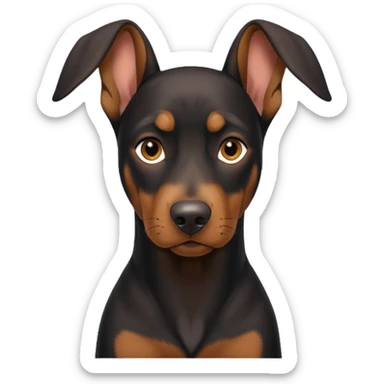 black and tan doberman portrait with floppy ears sticker