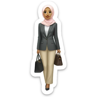 Rich hijabi girl wearing a blazer and pants with a birkin sticker