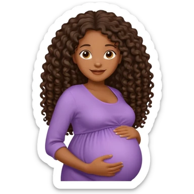 Black pregnant woman with long curly hair sticker