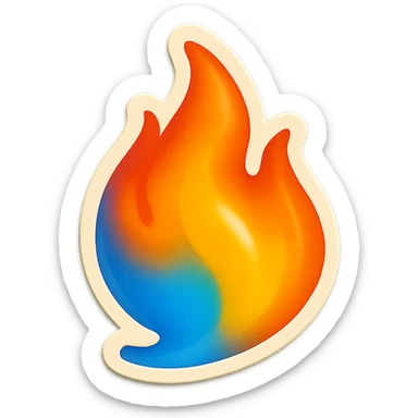 fire streak emoji in Snapchat streak style with gradient blue to orange colors, vibrant and playful, matching reference image sticker