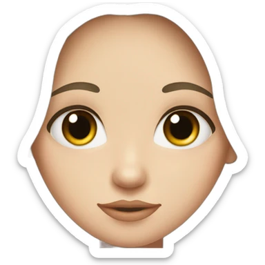 white girl with black hair, brown eye, blus on the cheeks sticker