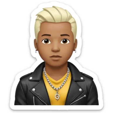Sisqó, R&B Singer with platinum blonde hair, dark skin, shirtless with necklace, black leather jacket sticker