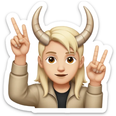 Rock on hand sign with light skin tone, horns gesture sticker