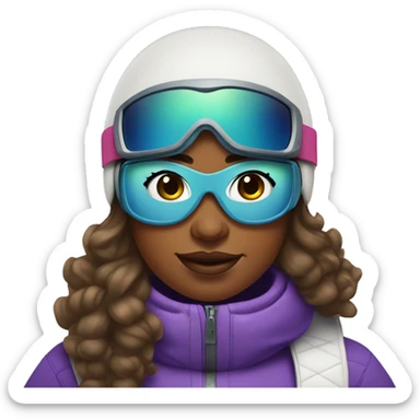 Plus size women with curly straight hair and brown skin snowboarding with snow goggles sticker