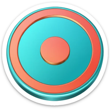 
One  Rotate 55 degree  coin color in in gradient of turquoise, blue, pink, purple, and coral 3d sticker