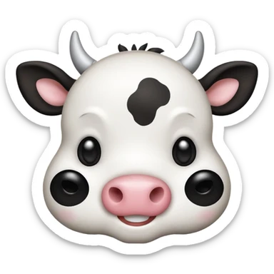 simple kawaii cow face, very simple dot eyes, vey big pupils sticker