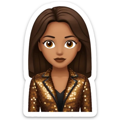 Cindy Herron from En Vogue with tan skin, long dark brown black sequin outfit sticker