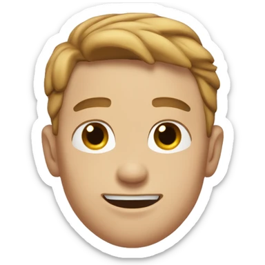 young man with short light brown hair and strong jaw slightly chiseled dimple on right side head only sticker