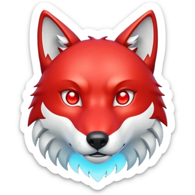 A red rounded square emoji divided in half vertically: on the left, a small red cyber wolf head with glowing eyes in futuristic style; on the right, a bold white capital letter C. Flat emoji design, shiny lighting like 🅱️ emoji, transparent background, inspired by the Cyberwolves logo. sticker