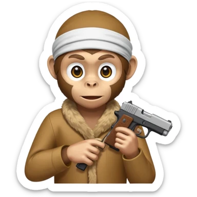 Monkey wearing a dorag and holding a glock sticker