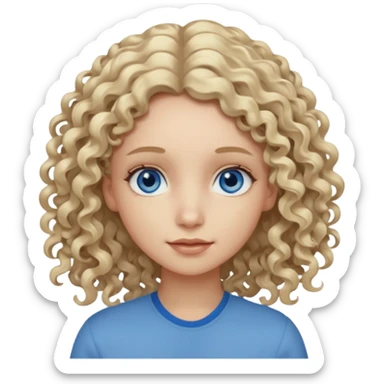 Curly blond blue eyes. Long hair cool beige blond. Longer hair beige ash blonde. sticker