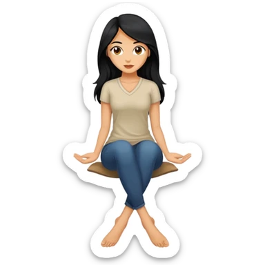 mulher do cabelo preto longo, de pernas cruzadas  sticker