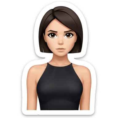 Victoria Beckham with dark brow hair in a short bob cut wearing a black bodycon dress sticker