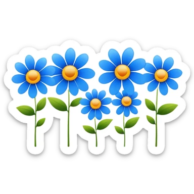 blue flowers in line sticker