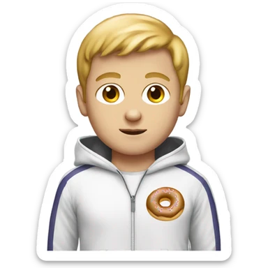White boy wearing donut tracksuit sticker