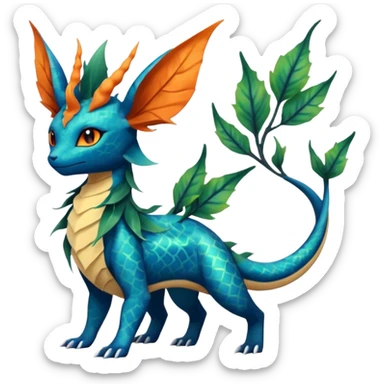 Salandit-Leafeon-Vaporeon-Salamence-hybrid-fusion (full body) sticker