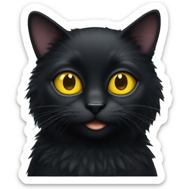 Fluffy Black cat with yellow eyes sticker