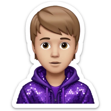Justin Bieber with light brown hair, dark purple sequin outfit sticker