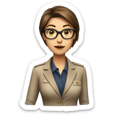 Female fraud investigator brown hair glasses sticker