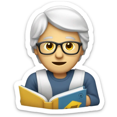 man with english book and computer sticker