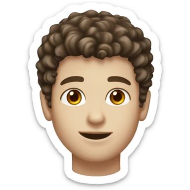 white skinned male teen with diamond face shape  brown curly fringe hairstyle and brown eyes sticker