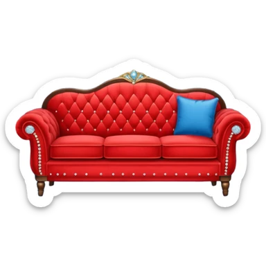 Vintage velvet red red sofa with rhinestone buttons and blue curtains in the background sofa with rhinestones buttons sticker