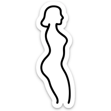 woman with a curvy silhouette, simple and elegant outlined icon sticker