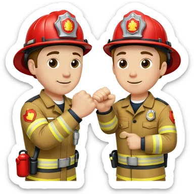 A fireman and a EMT making fist bump  sticker