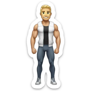 White bodybuilder with clothes sticker