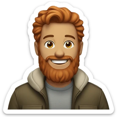smiling man with beard outdoors missing red hair girl sticker