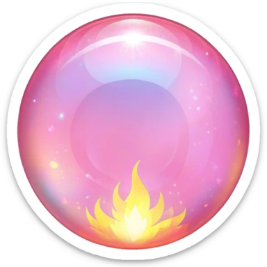 round cut pink opal with shimmering holographic fire and translucent glow sticker