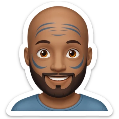 bald bearded man with face tattoo sticker