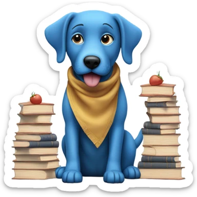 blue dog eating a kebab in a library  sticker