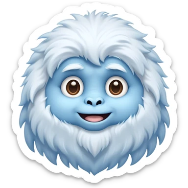 Cinematic Cute Yeti Portrait Emoji, with a charming, small, fluffy form in soft snowy whites and cool blues, featuring big, innocent eyes and a shy, gentle smile, simplified yet irresistibly endearing, highly detailed with a soft glowing outline that captures the whimsical charm of a friendly yeti ready for a cuddle! sticker