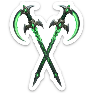 World of Warcraft warglaives weapon, curved blades like Illidan's weapons sticker