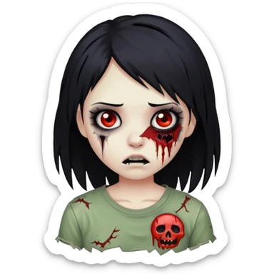 girl zombie with black hair emo emoji  sticker