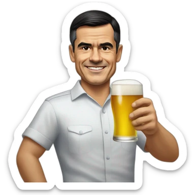 Pedro Sánchez en región de Murcia con cerveza  sticker