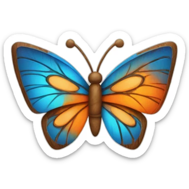 Tiki with colors blue and orange-butterfly sticker