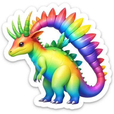 Shiny Exotic Colorful Meganium-Amaura-Aurorus-Fakémon-hybrid-creature (full body)  sticker