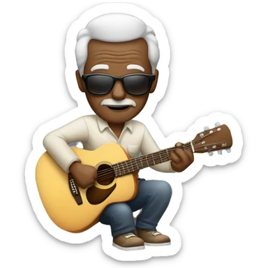 Old Man in sunglasses playing acoustic guitar  sticker