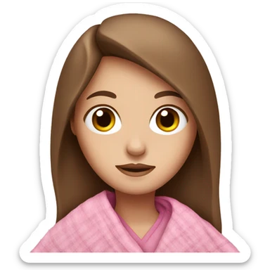 A white girl with brown hair in a pink blanket sticker
