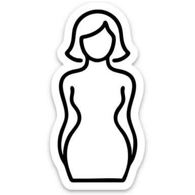 woman with a curvy silhouette, simple and elegant outlined icon sticker