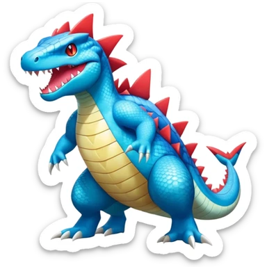 Shiny Exotic Colorful epic Gabite-Salamence-Koraidon-Feraligatr-Fakémon-hybrid-creature (full body)  sticker