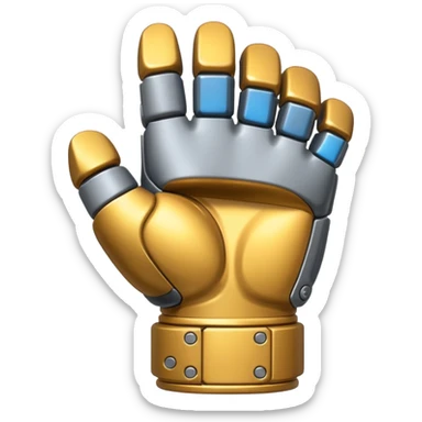 bulky mechanical fist, back view, emoji style sticker